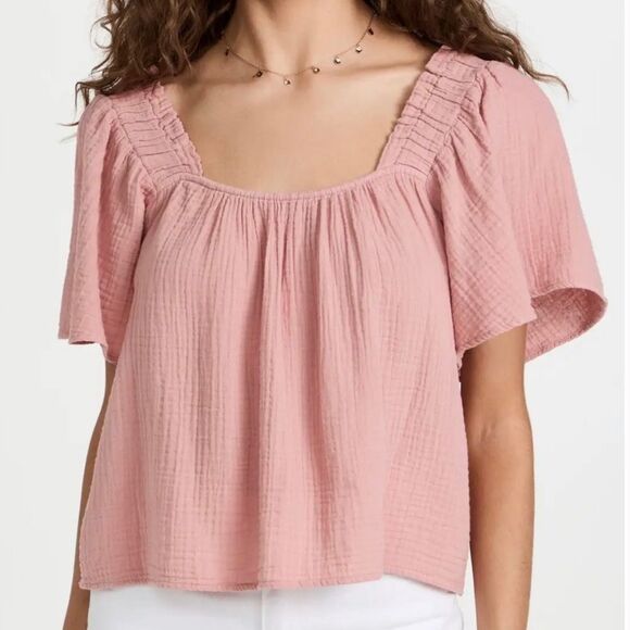 Xirena Lou Top Ballet core Pale Pink 100% Cotton Gauze Soft Girl Boxy Top Size S - Picture 1 of 7